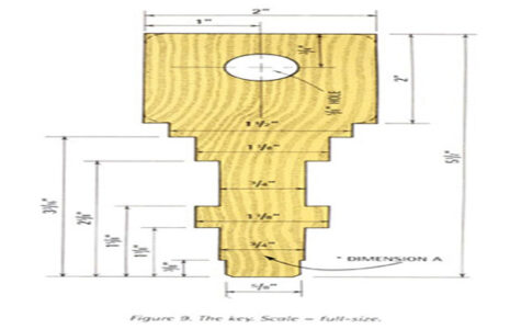 illustration of measurements for a wooden key
